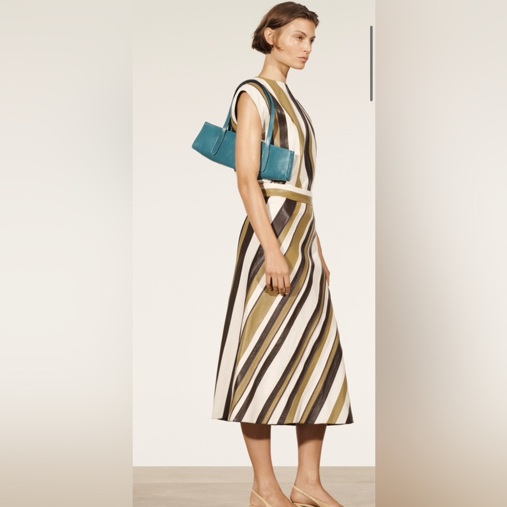 Zara Striped Leather Skirt Limited Edition NWT
